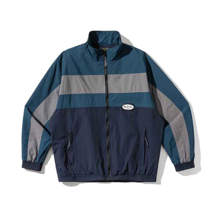 Unisex Lightweight Colorblock Windbreaker Jacket with Stand-up Collar and Elastic Cuffs Mune Fashion