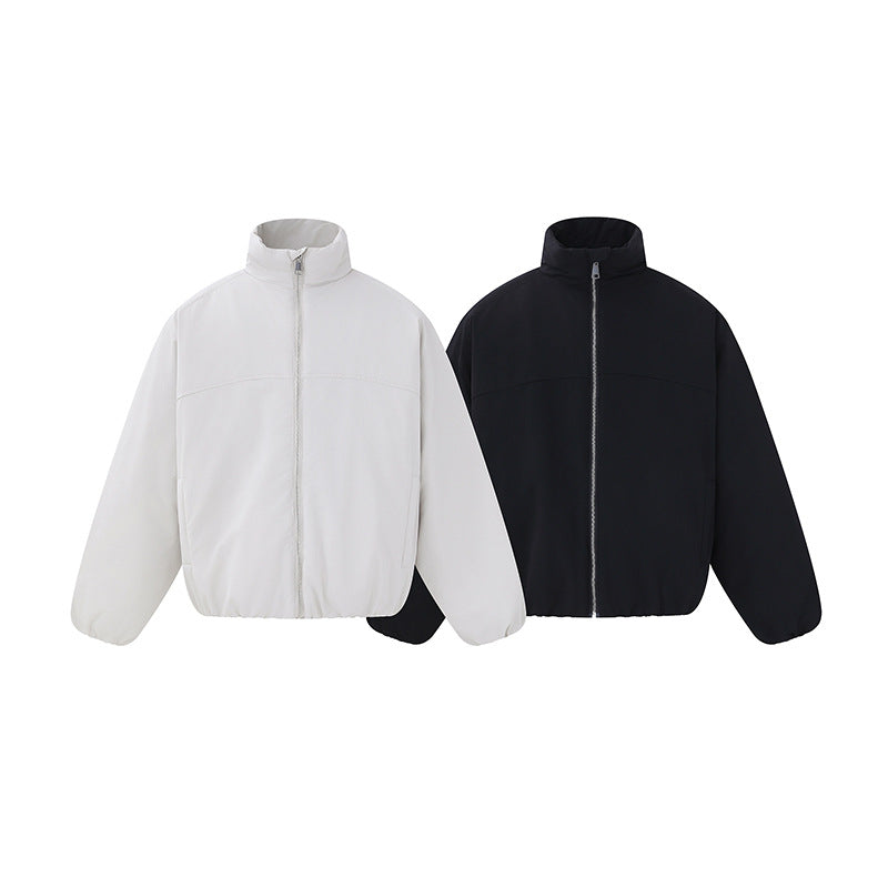 Unisex Lightweight Boxy Puffer Jacket with High Stand-Up Collar and Elastic Hem Mune Fashion