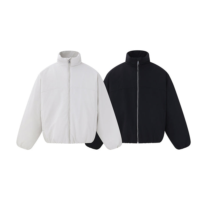 Unisex Lightweight Boxy Puffer Jacket with High Stand-Up Collar and Elastic Hem Mune Fashion