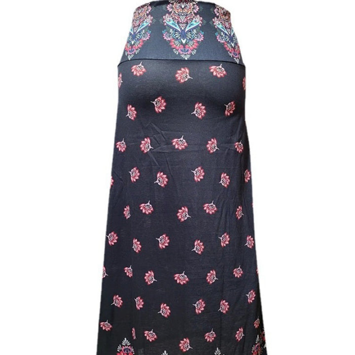 Women’s maxi skirt with elastic waistband and side pockets in boho pattern Mune Fashion
