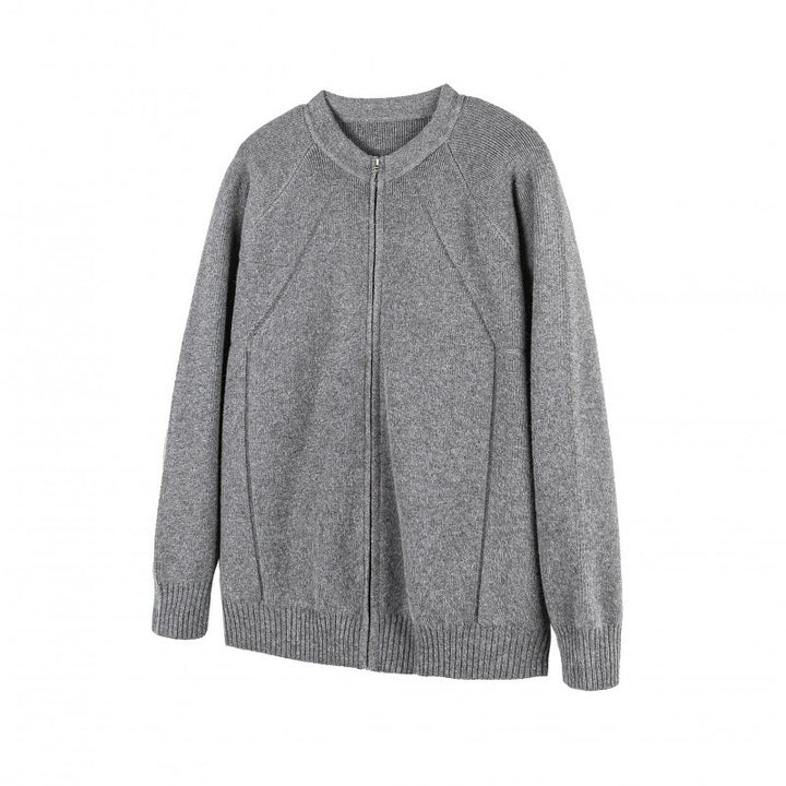 Unisex Boxy Knit Zip Jacket with Zipper and Structured Seam Mune Fashion