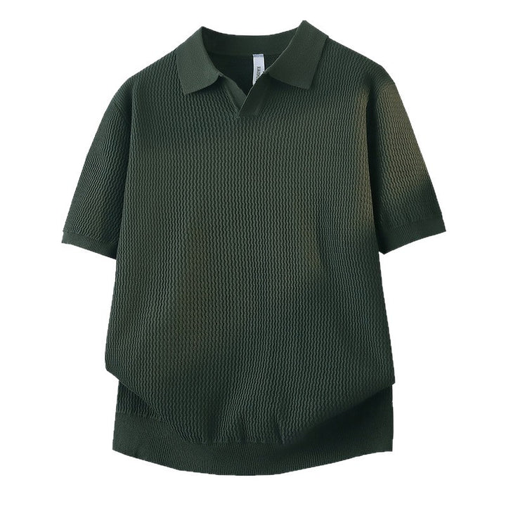 Women Short Sleeve Polo Shirt with Textured Design Mune Fashion