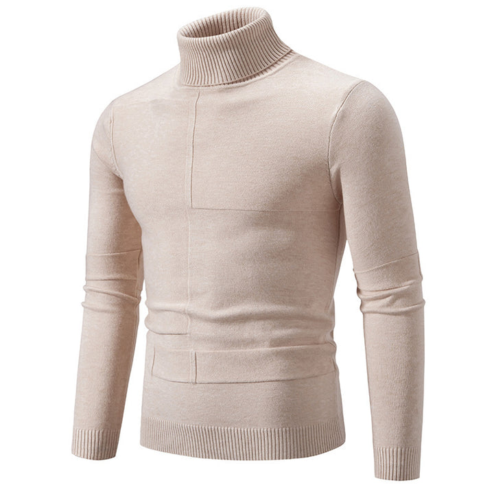 Men's fine turtleneck sweater with textured seams, slim-fit and ribbed cuffs Mune Fashion