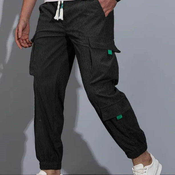Men's Utility Cargo Pants in Jogger Style made of textured cotton blend with elastic waistband & multiple pockets Mune Fashion