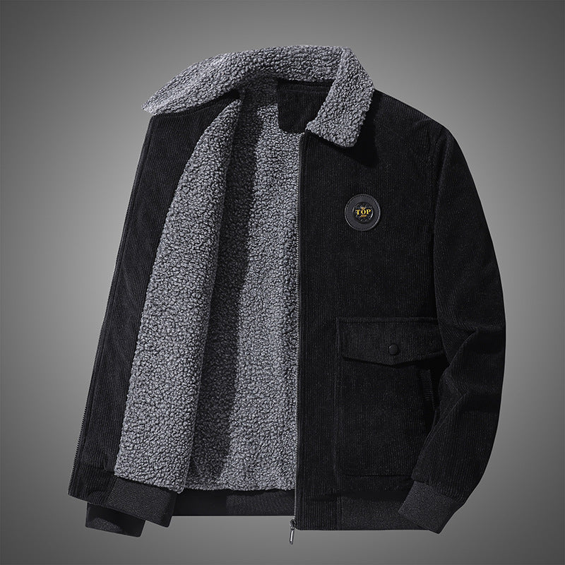 Men's cord trucker jacket with teddy collar and flap pockets Mune Fashion