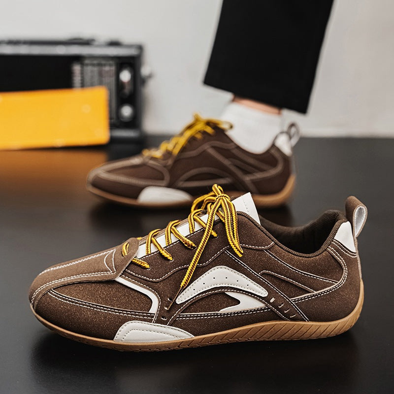 Unisex lightweight retro casual sneakers with suede-like upper material, padded entry, and flexible rubber outsole Mune Fashion