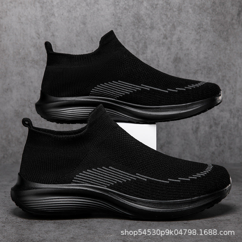 Unisex nan elastic slip-on leisure shoe with sock-like entry, contoured wave cushioning sole and non-slip profile sole Mune Fashion