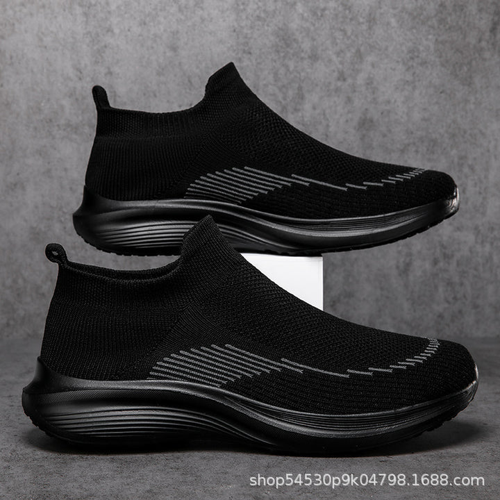Unisex nan elastic slip-on leisure shoe with sock-like entry, contoured wave cushioning sole and non-slip profile sole Mune Fashion