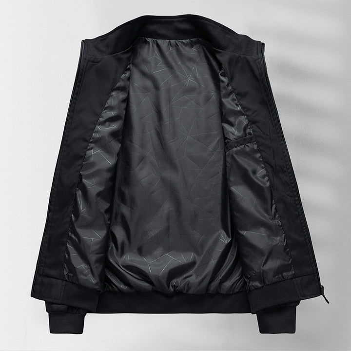 Men's lightweight wind and water-repellent stand collar jacket with thermal lining and zip pockets Mune Fashion