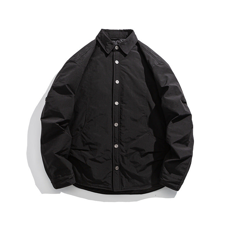 Men's Lightly Padded Overshirt Jacket with Shirt Collar and Snap Placket Mune Fashion
