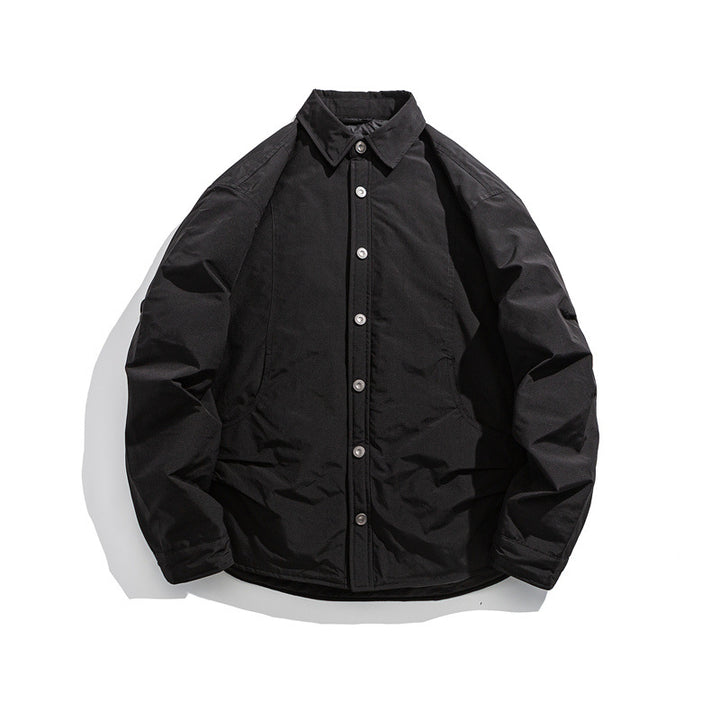 Men's Lightly Padded Overshirt Jacket with Shirt Collar and Snap Placket Mune Fashion
