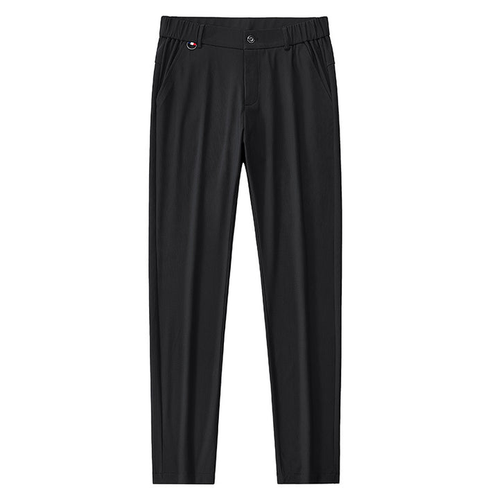 Men's lightweight travel pants with elastic waistband, straight leg, zipper details, and side pockets Mune Fashion