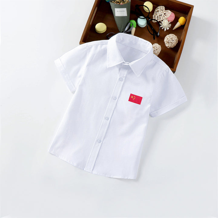 Ladies short sleeve shirt with elegant appliqué Mune Fashion