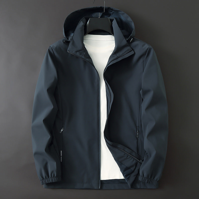 Men Functional Slim Softshell Hooded Jacket with Water-Repellent Coating and Elastic Cuffs Mune Fashion