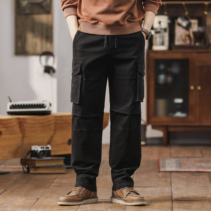 Herren Cargo-Hose im Utility-Stil mit Elastikbund, Kordelzug und Mehrfach-Taschen Mune Fashion