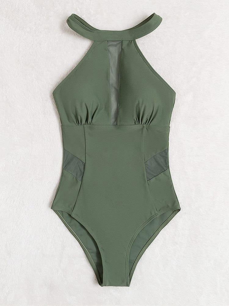 Women One-Piece Swimsuit with Breathable Mesh Elements Mune Fashion