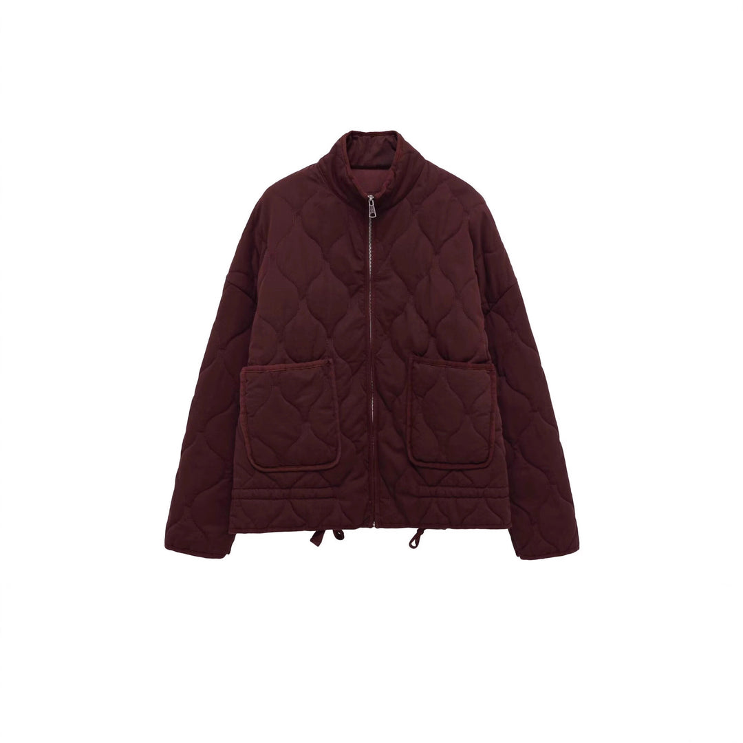 Women’s quilted jacket with stand-up collar, cushion quilting and drawstring Mune Fashion