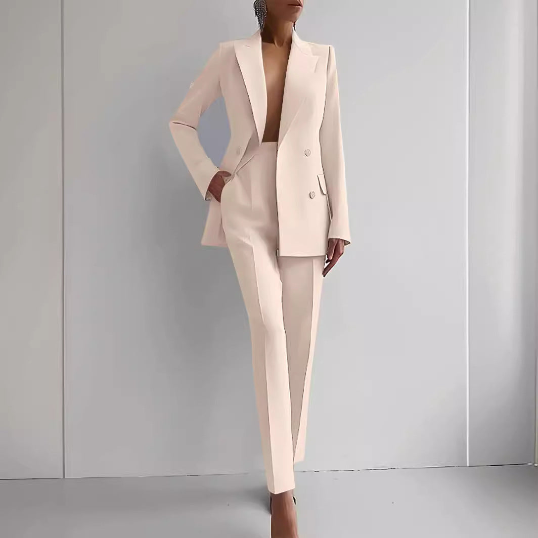 Women's Elegant Double-Breasted Blazer with Tailored Trousers Mune