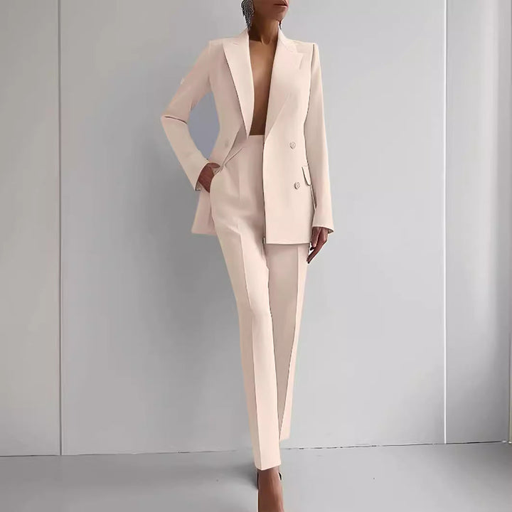 Women's Elegant Double-Breasted Blazer with Tailored Trousers Mune