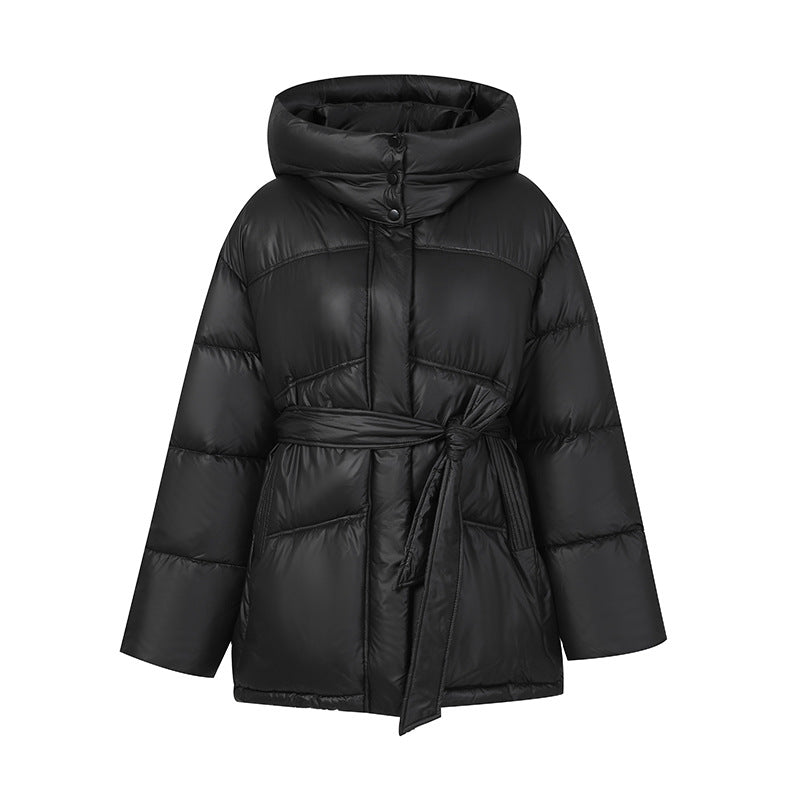 Ladies Stylish Padded Winter Coat with Belt and Hood Mune