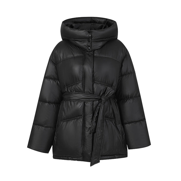 Ladies Stylish Padded Winter Coat with Belt and Hood Mune