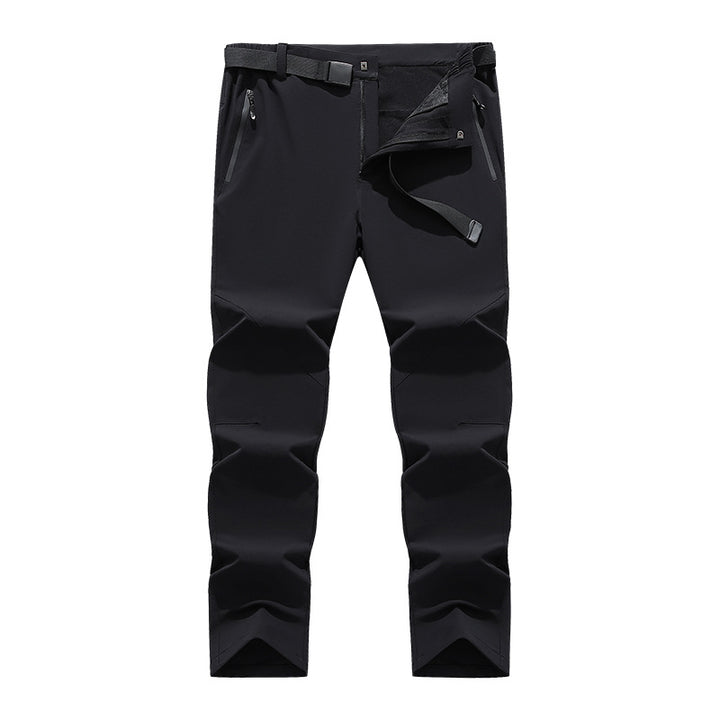 Men's flexible softshell trekking pants with pre-shaped knees and belt Mune Fashion