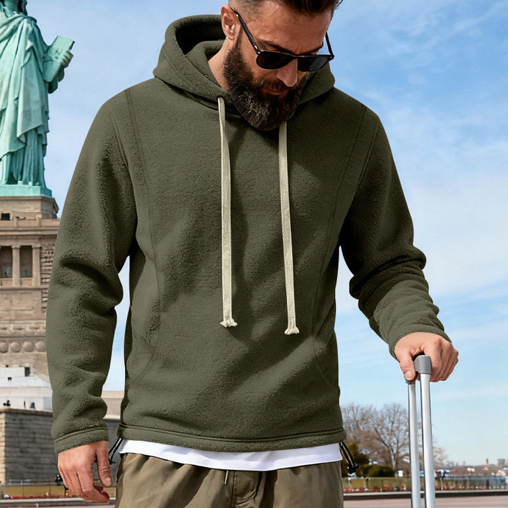 Men's fleece hoodie with teddy texture, hood, and relaxed fit Mune Fashion
