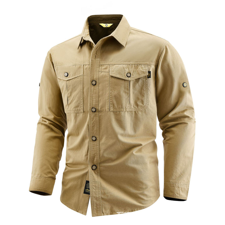 Men's Canvas Overshirt in Field Style with Chest Flaps and Full Button Placket Mune Fashion