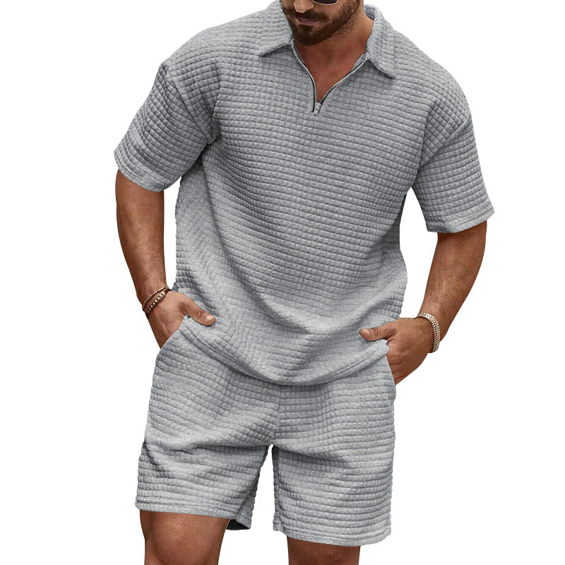 Men's two-piece structured leisure set with zip collar Mune Fashion