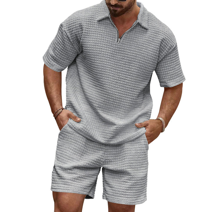 Men's two-piece structured leisure set with zip collar Mune Fashion