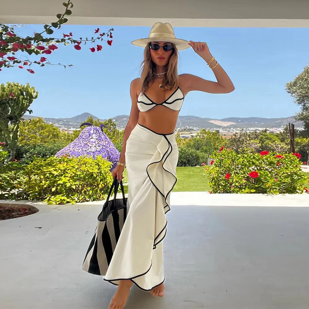 Ladies bikini set with asymmetric skirt and adjustable triangle top Mune Fashion