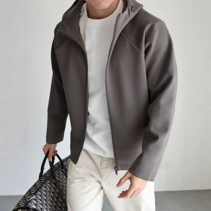 Men's Lightweight Hooded Jacket made of Technical Jersey with Concealed Zipper Mune Fashion