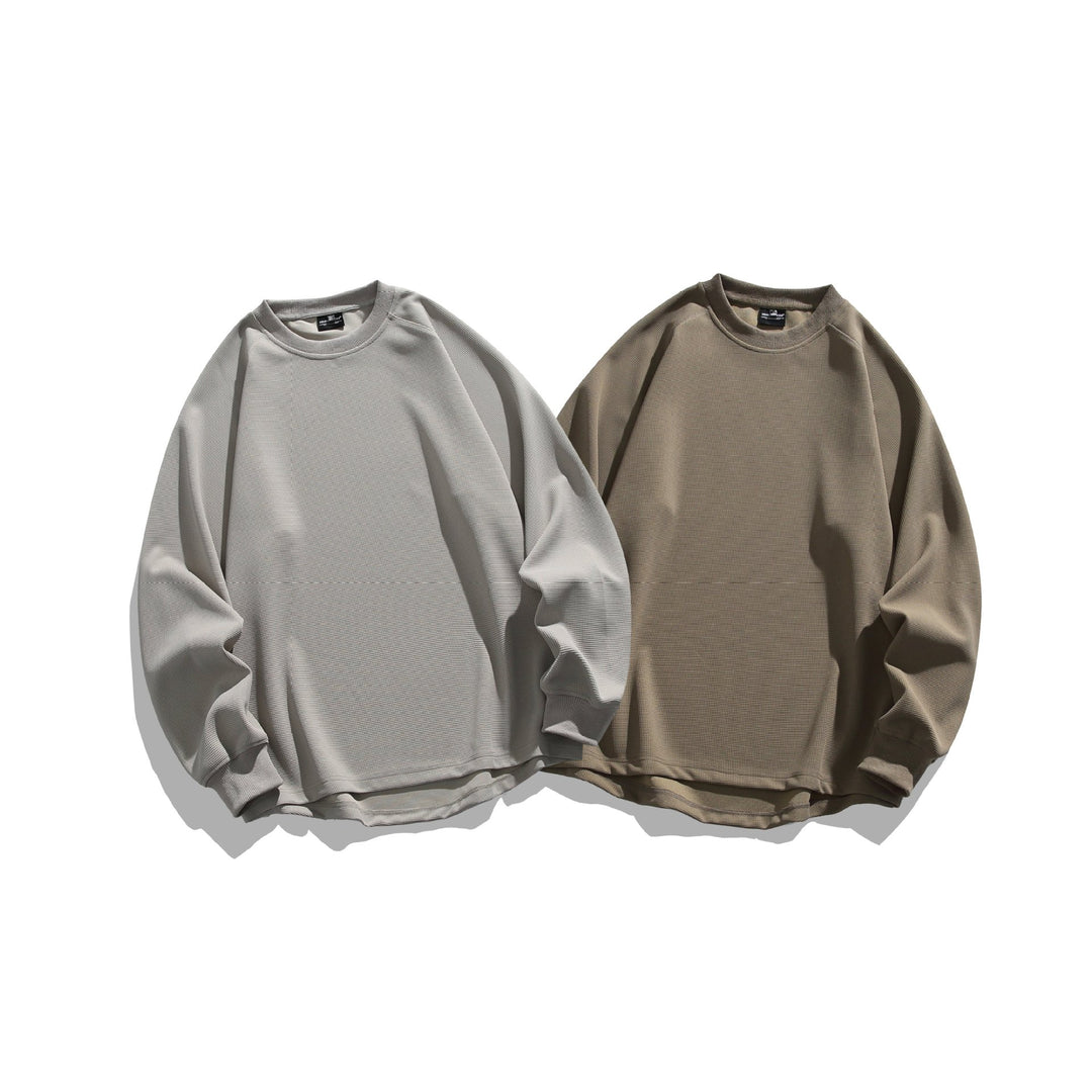 Unisex Oversize Waffle Knit Sweatshirt with Round Neck