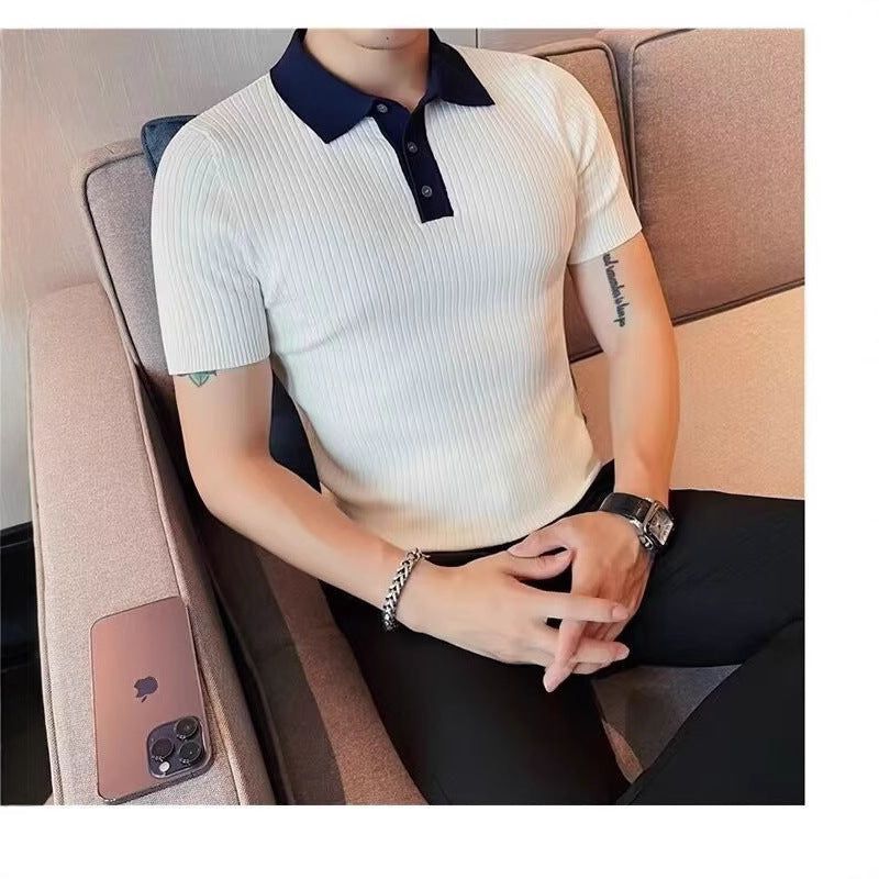 Men's Short Sleeve Polo Shirt with Ribbed Structure Mune Fashion