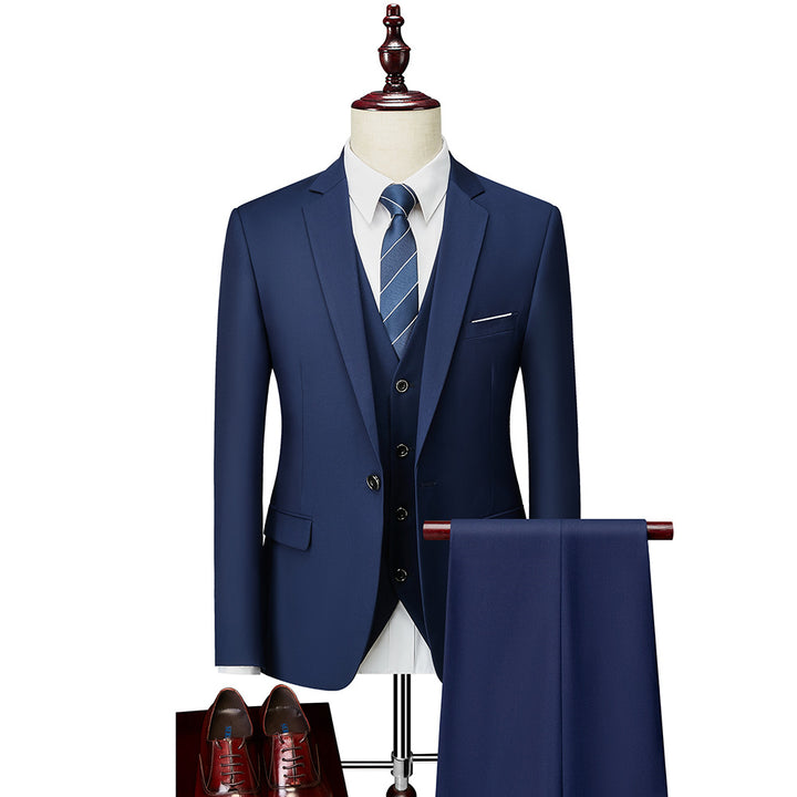 Men's Three-Piece Slim-Fit Business Suit with Vest and Slim Silhouette Mune Fashion