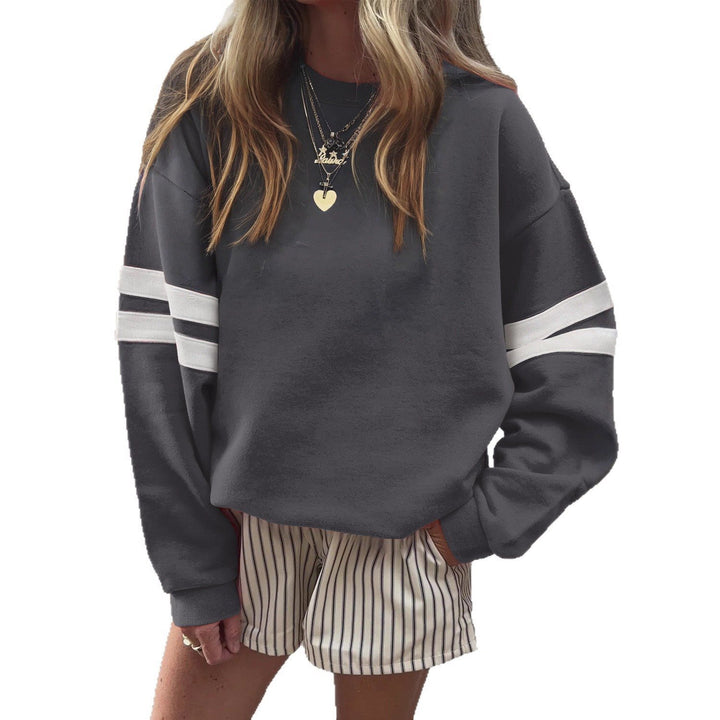 Women Loose-Fit Sweatshirt with Contrast Stripes on the Sleeves Mune Fashion