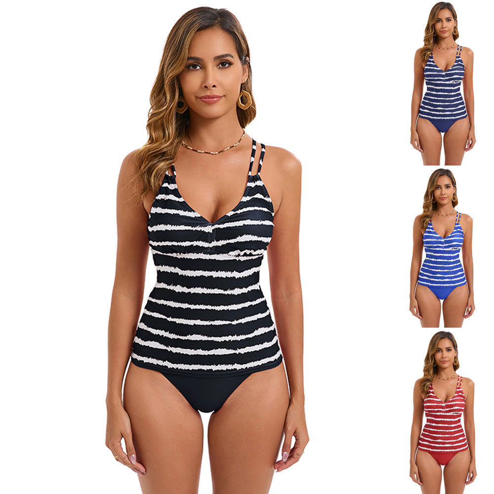 Ladies Tankini with stylish striped pattern Mune Fashion