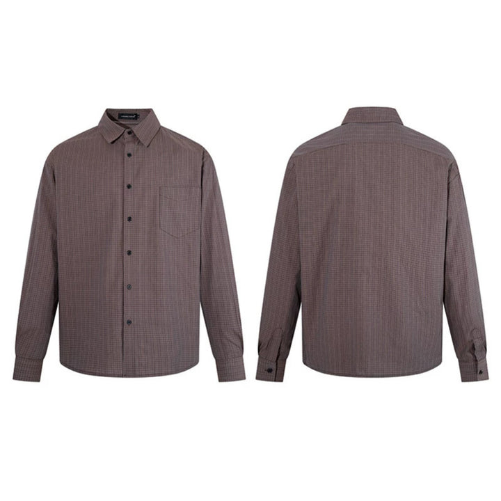Men's long sleeve shirt in fine Glencheck with chest pocket and straight cut Mune Fashion