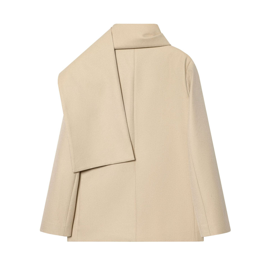 Women's oversized coat with integrated scarf, oversized cape cut and single-breasted button placket Mune Fashion