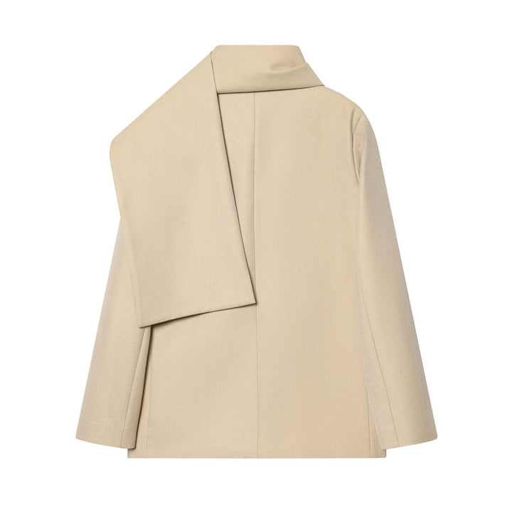 Women's oversized coat with integrated scarf, oversized cape cut and single-breasted button placket Mune Fashion