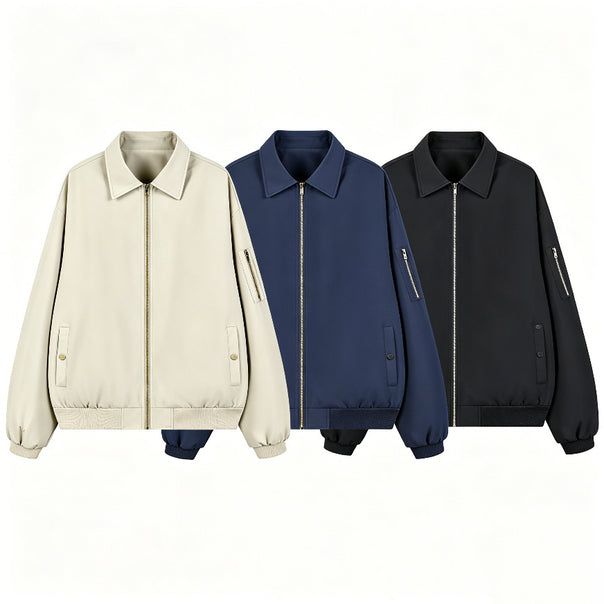 Men's Lightweight Oversized Transitional Bomber Jacket with Arm Pocket & Elastic Hem Mune Fashion