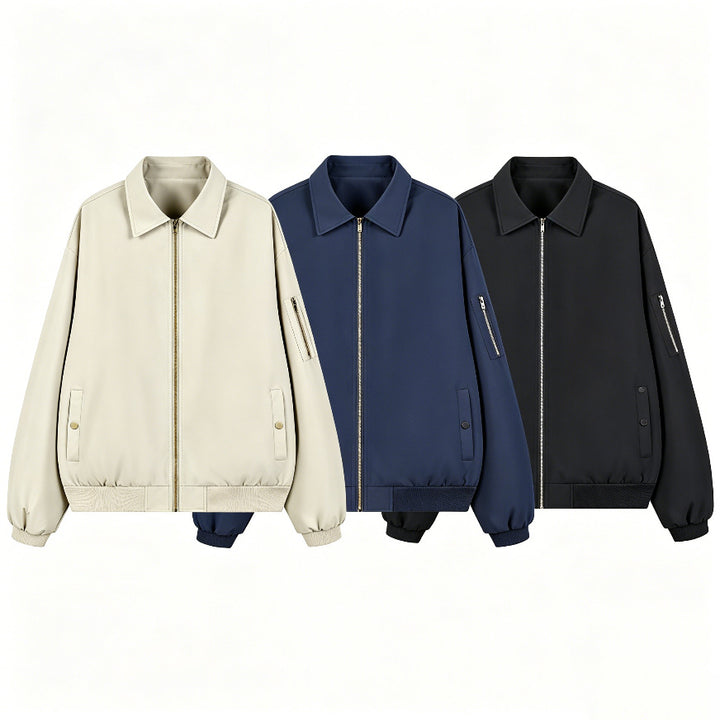Men's Lightweight Oversized Transitional Bomber Jacket with Arm Pocket & Elastic Hem Mune Fashion