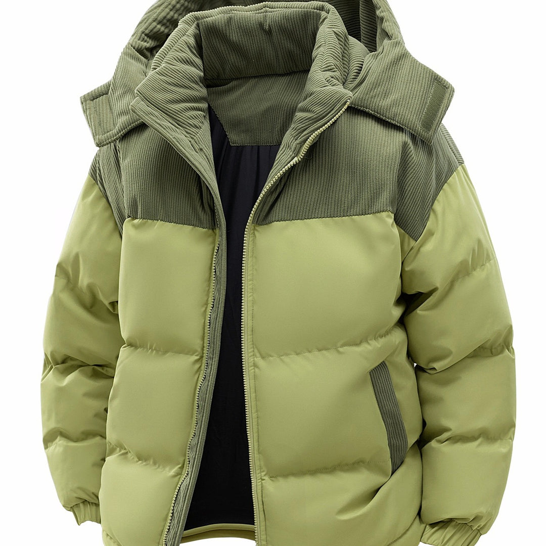 Men's quilted jacket with corduroy trim, high collar & thermal lining Mune Fashion