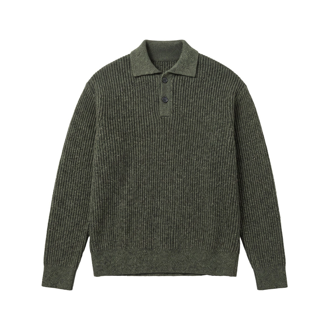 Men's knit sweater with polo collar and distinctive ribbed structure Mune Fashion