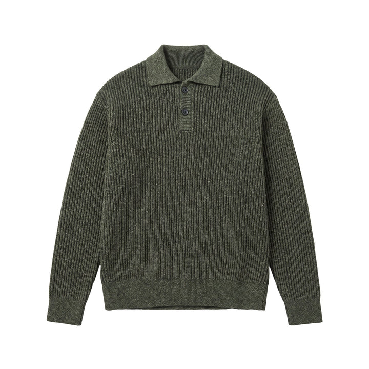 Men's knit sweater with polo collar and distinctive ribbed structure Mune Fashion