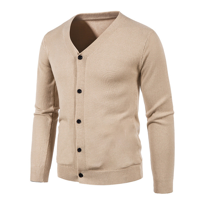 Men's fine knit cardigan with V-neck, slim fit and button placket Mune Fashion