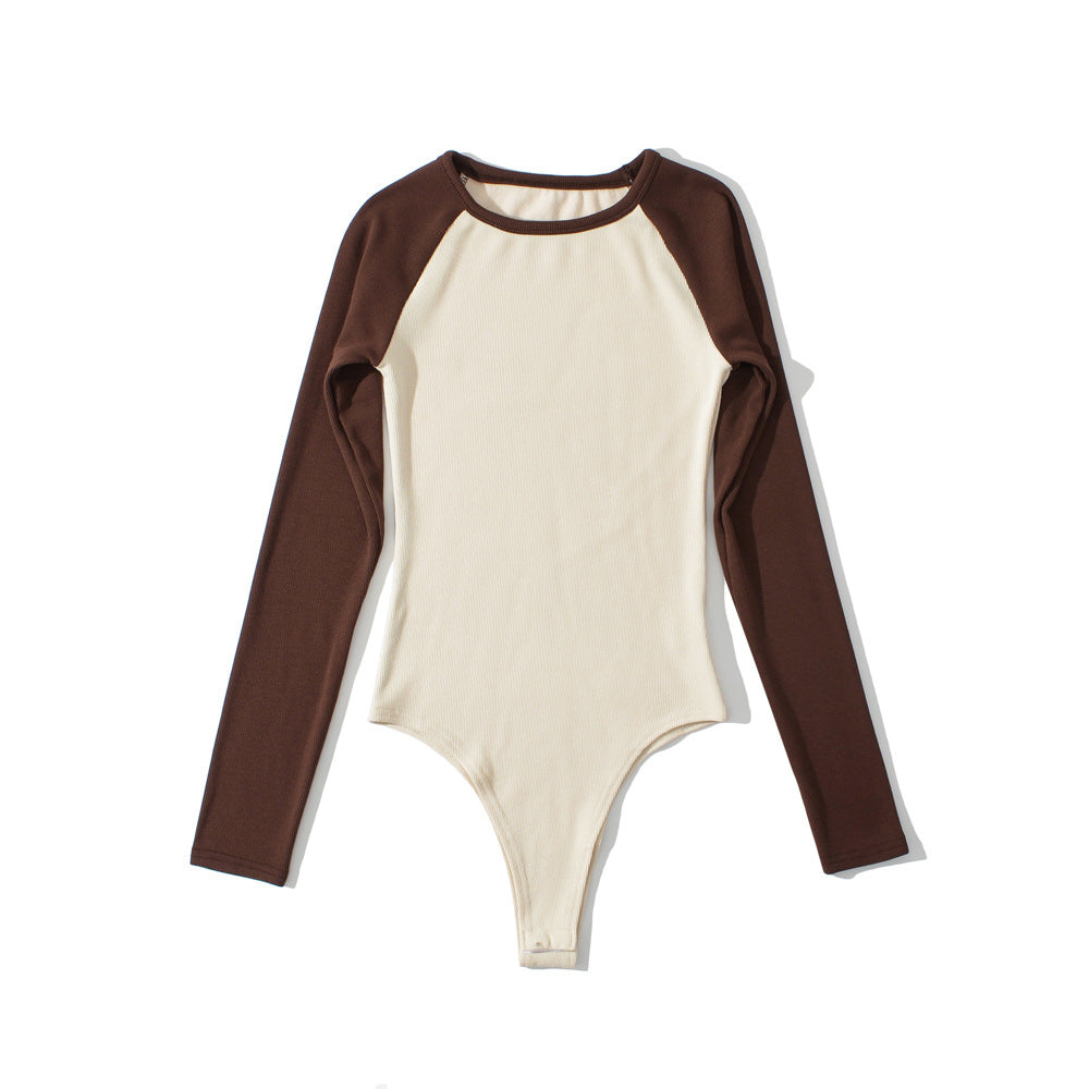 Women's raglan bodysuit with long sleeves, ribbed texture and snap closure Mune Fashion