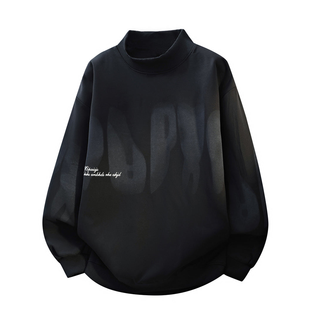 Unisex Oversize-Round-Neck-Sweatshirt with Stand-Up Collar, Abstract Print & Ribbed Cuffs Mune Fashion