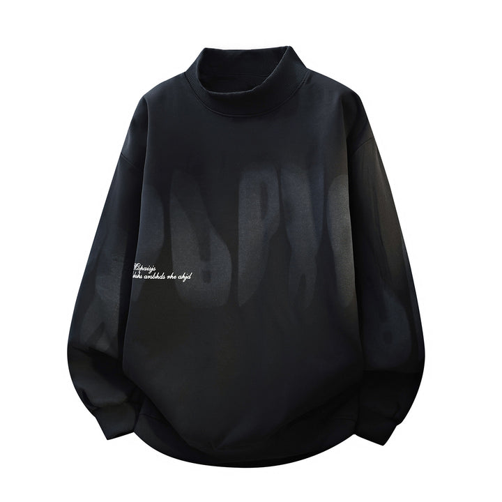 Unisex Oversize-Round-Neck-Sweatshirt with Stand-Up Collar, Abstract Print & Ribbed Cuffs Mune Fashion