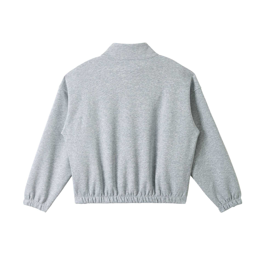 Unisex Asymmetric Half-Zip Sweatshirt with Stand-Up Collar and Elastic Waistband Mune Fashion